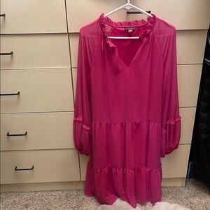 Vince Camuto Fuchsia Ruffle Dress